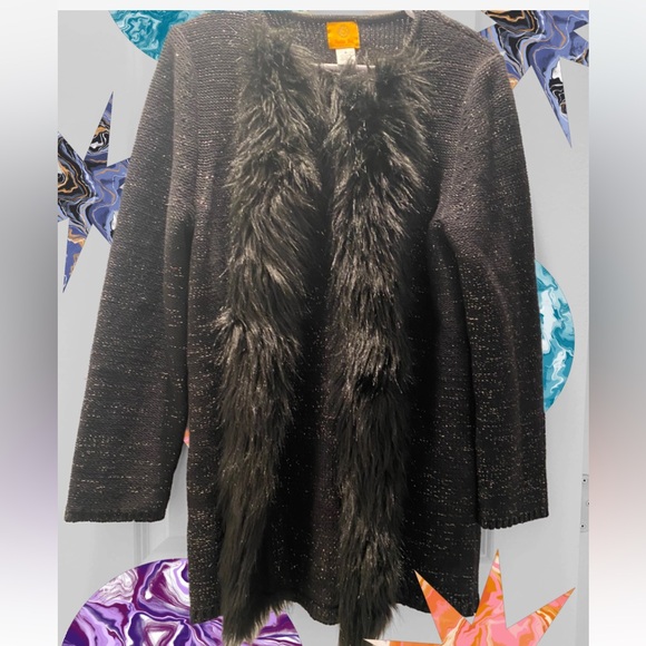 Ruby Rd. Ruffled Poncho Black Sweater Size S - Picture 1 of 7